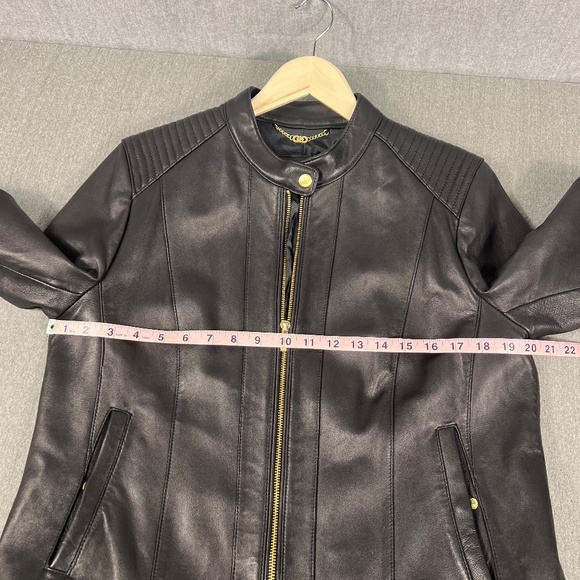 Cole Haan 100% Lambskin Full Zip Moto Jacket No Size Snap Collar Biker Grunge - Picture 5 of 11